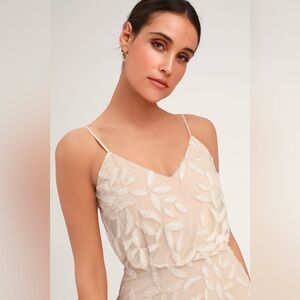 Lulus The Savannah Beige Sequin Sleeveless Maxi Dress. Size medium small.